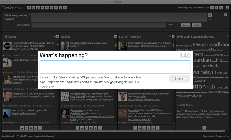 Twitter interface