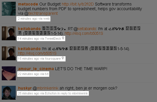 Sample Twitter feed