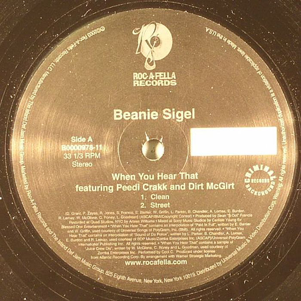 Beanie Sigel label side a